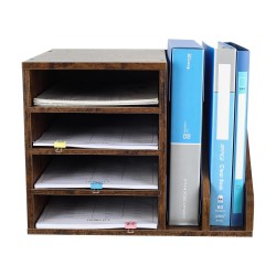 EasyPAG dark wood desktop organizer, with multiple compartments, is durable and stylish for home office and students.