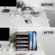 EasyPAG dark wood desktop organizer, with multiple compartments, is durable and stylish for home office and students.