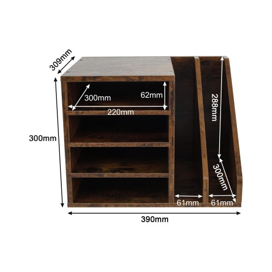 EasyPAG dark wood desktop organizer, with multiple compartments, is durable and stylish for home office and students.