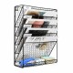EasyPAG Wall-mounted Magazine Rack, Black, Textured Honeycomb Grid, for Home, Office.