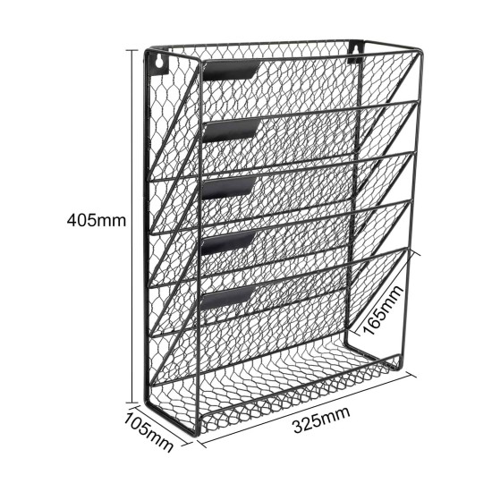 EasyPAG Wall-mounted Magazine Rack, Black, Textured Honeycomb Grid, for Home, Office.