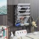 EasyPAG Wall-mounted Magazine Rack, Black, Textured Honeycomb Grid, for Home, Office.