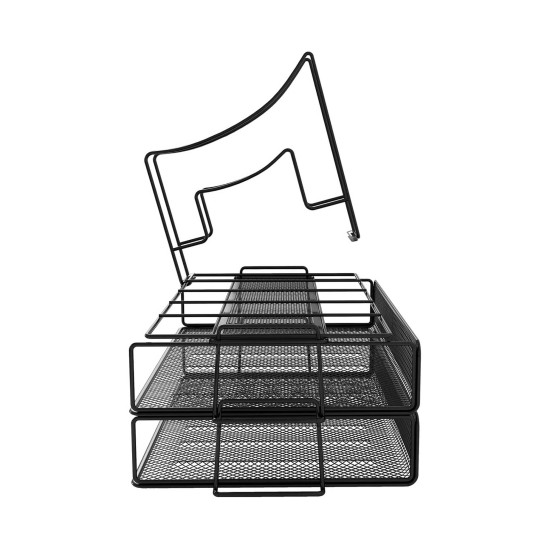 EasyPAG desktop organizer, simple, durable metal material, layered compartments, mesh structure, suitable for students and professionals.
