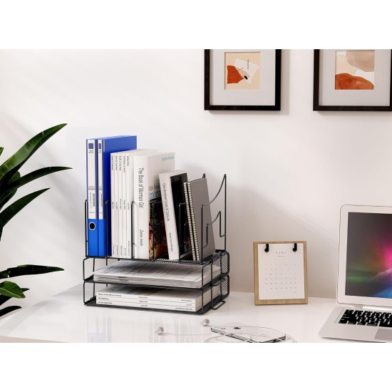 EasyPAG desktop organizer, simple, durable metal material, layered compartments, mesh structure, suitable for students and professionals.