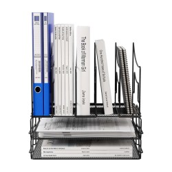 EasyPAG desktop organizer, simple, durable metal material, layered compartments, mesh structure, suitable for students and professionals.