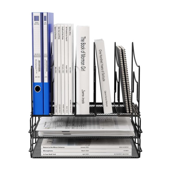 EasyPAG desktop organizer, simple, durable metal material, layered compartments, mesh structure, suitable for students and professionals.
