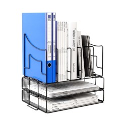 EasyPAG desktop organizer, simple, durable metal material, layered compartments, mesh structure, suitable for students and professionals.