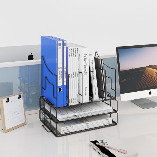EasyPAG desktop organizer, simple, durable metal material, layered compartments, mesh structure, suitable for students and professionals.