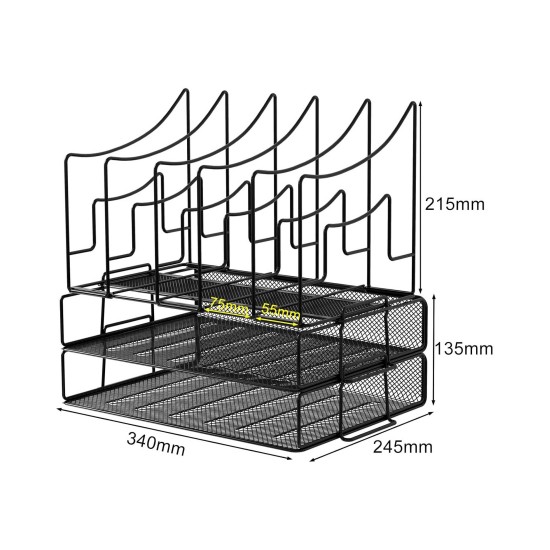 EasyPAG desktop organizer, simple, durable metal material, layered compartments, mesh structure, suitable for students and professionals.