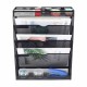 EasyPAG 5-Tier Grid Tray, Wall-Mounted File Rack Magazine Organizer, Stationery Organizer, Black, File Storage Solution.