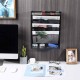 EasyPAG 5-Tier Grid Tray, Wall-Mounted File Rack Magazine Organizer, Stationery Organizer, Black, File Storage Solution.