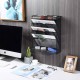 EasyPAG 5-Tier Grid Tray, Wall-Mounted File Rack Magazine Organizer, Stationery Organizer, Black, File Storage Solution.