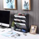 EasyPAG 5-Tier Grid Tray, Wall-Mounted File Rack Magazine Organizer, Stationery Organizer, Black, File Storage Solution.