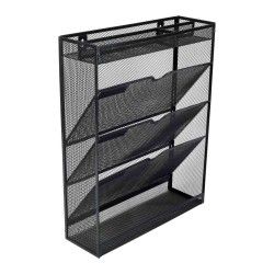 EasyPAG 5-Tier Grid Tray, Wall-Mounted File Rack Magazine Organizer, Stationery Organizer, Black, File Storage Solution.