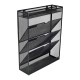 EasyPAG 5-Tier Grid Tray, Wall-Mounted File Rack Magazine Organizer, Stationery Organizer, Black, File Storage Solution.