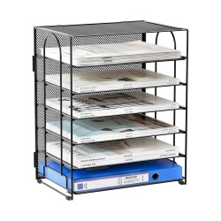 EasyPAG Desktop File Organizer, Black, Metal, Perfect for Office, Home Workspace.