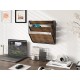 EasyPAG Wall Mounted Organizer, Rustic Brown Wood Finish, Black Metal Frame, 3 Pockets, Perfect for Files, Magazines and Home Office.