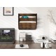 EasyPAG Wall Mounted Organizer, Rustic Brown Wood Finish, Black Metal Frame, 3 Pockets, Perfect for Files, Magazines and Home Office.