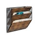 EasyPAG Wall Mounted Organizer, Rustic Brown Wood Finish, Black Metal Frame, 3 Pockets, Perfect for Files, Magazines and Home Office.