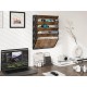 EasyPAG Wall Mounted Organizer, Rustic Brown Wood Finish, Black Metal Frame, 5 Pockets, Perfect for Files, Magazines and Home Office.