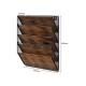 EasyPAG Wall Mounted Organizer, Rustic Brown Wood Finish, Black Metal Frame, 5 Pockets, Perfect for Files, Magazines and Home Office.
