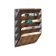 EasyPAG Wall Mounted Organizer, Rustic Brown Wood Finish, Black Metal Frame, 5 Pockets, Perfect for Files, Magazines and Home Office.